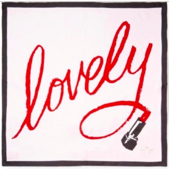 Kate Spade Lipstick “Lovely” Silk Square Scarf - Picture 1 of 5